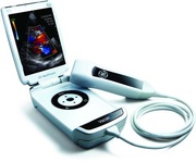 GE Vscan portable ultrasound scanner,  stethoscope,  GE LightSpeed QX / 